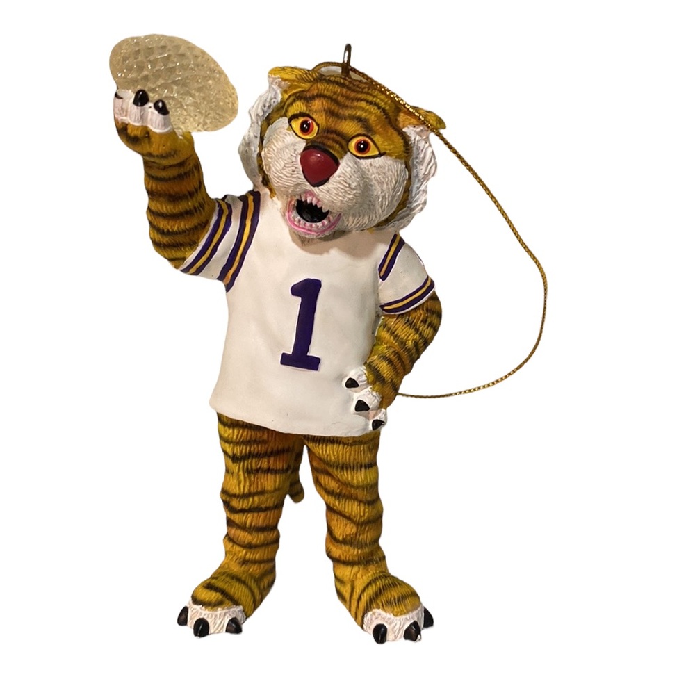 2004 LSU Tigers NCAA National Champions - Mike the Tiger Holding A Football